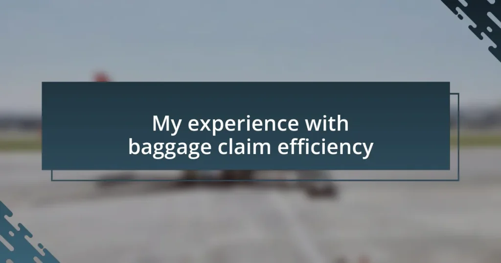 My experience with baggage claim efficiency