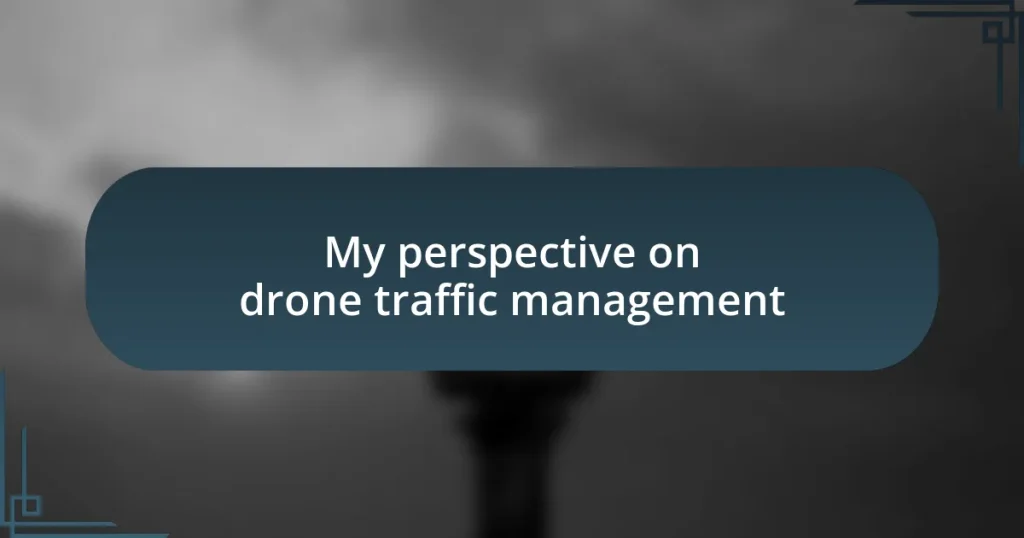 My perspective on drone traffic management