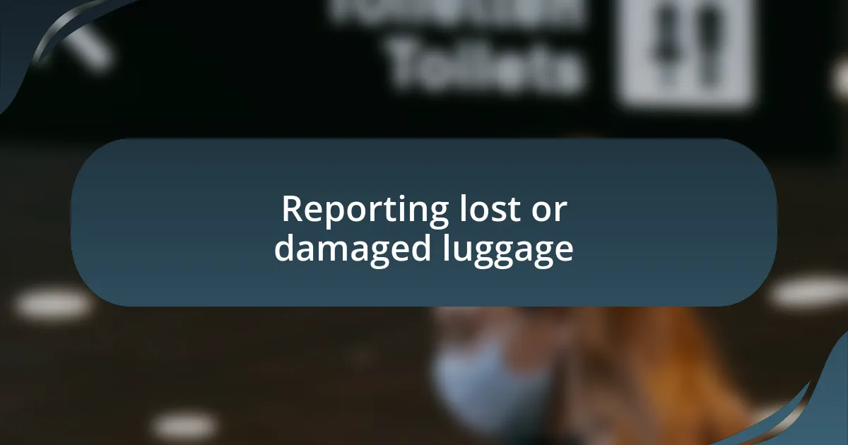 Reporting lost or damaged luggage