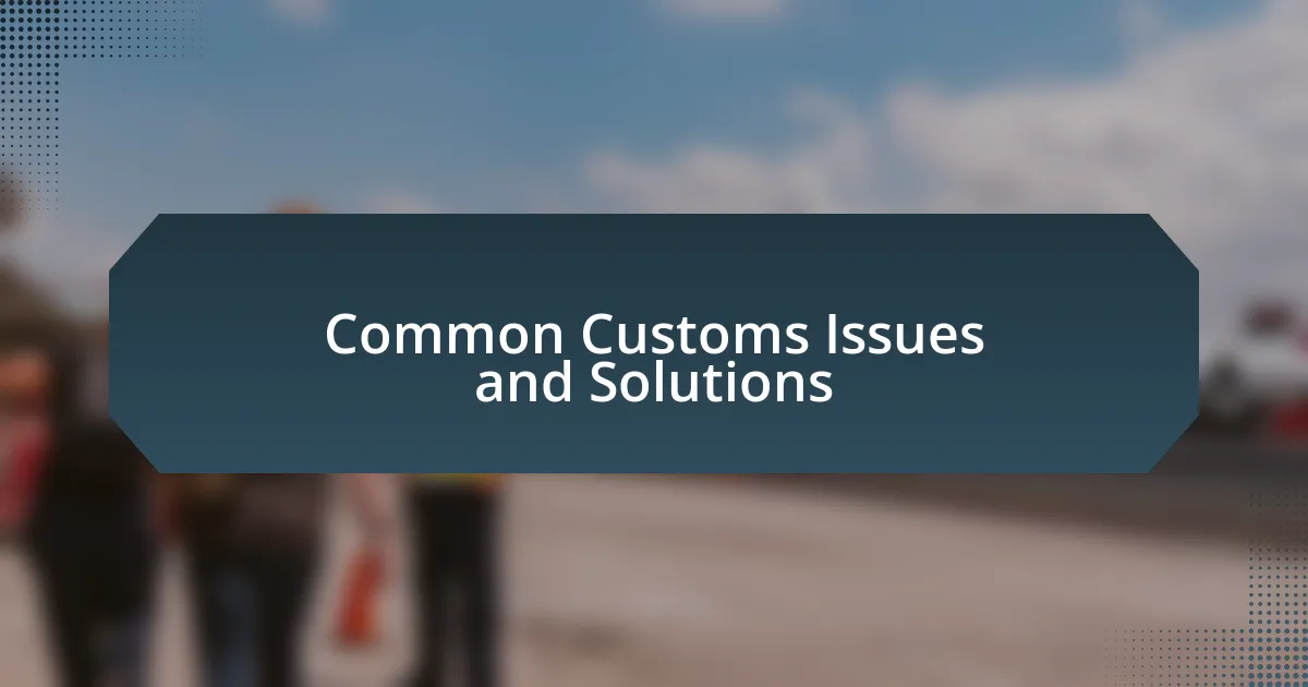 Common Customs Issues and Solutions