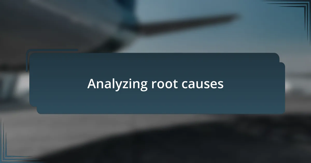 Analyzing root causes