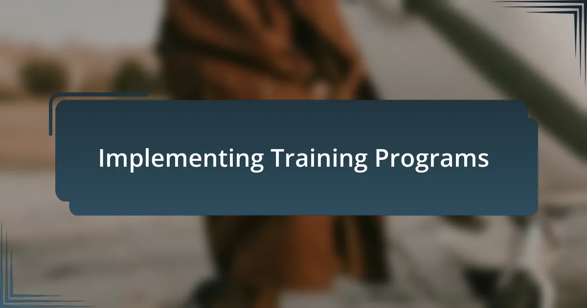 Implementing Training Programs