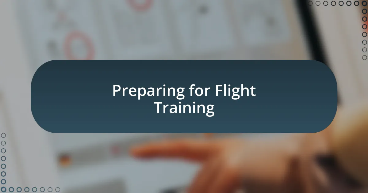 Preparing for Flight Training