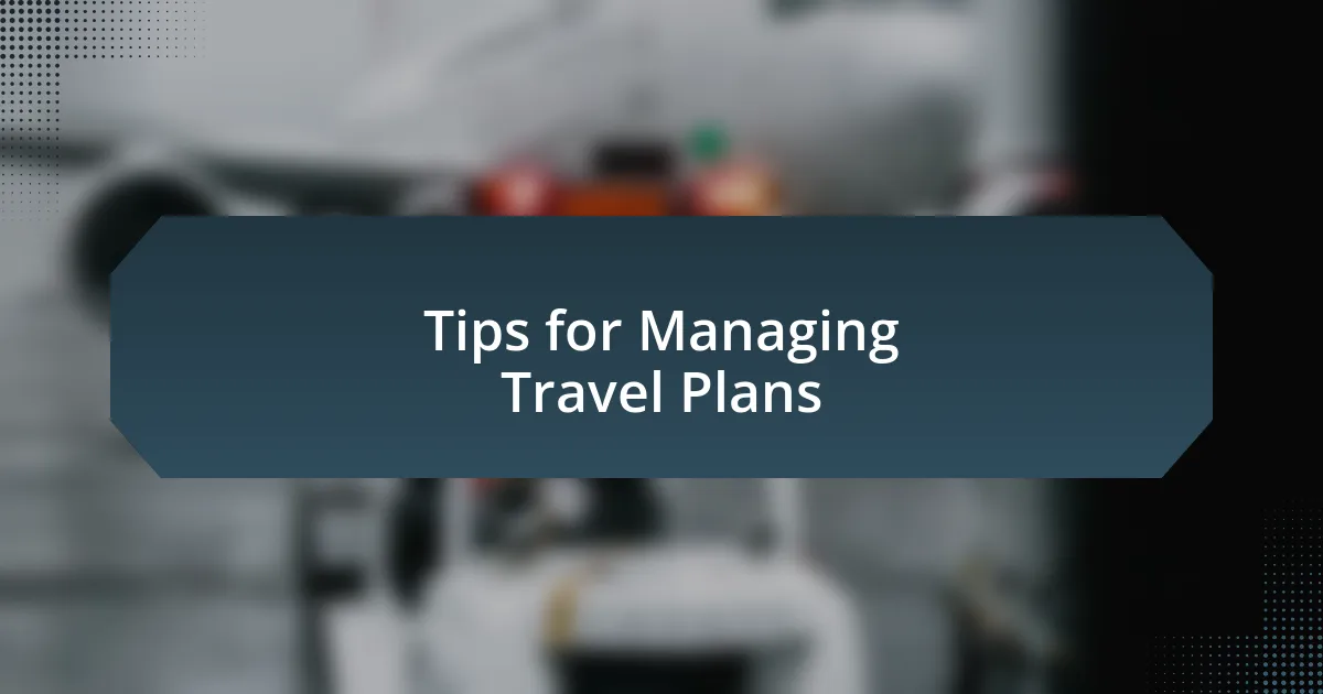 Tips for Managing Travel Plans