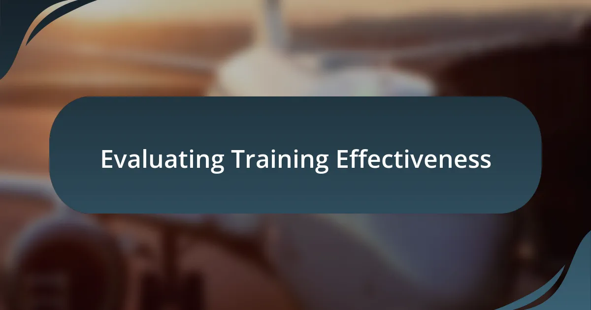 Evaluating Training Effectiveness