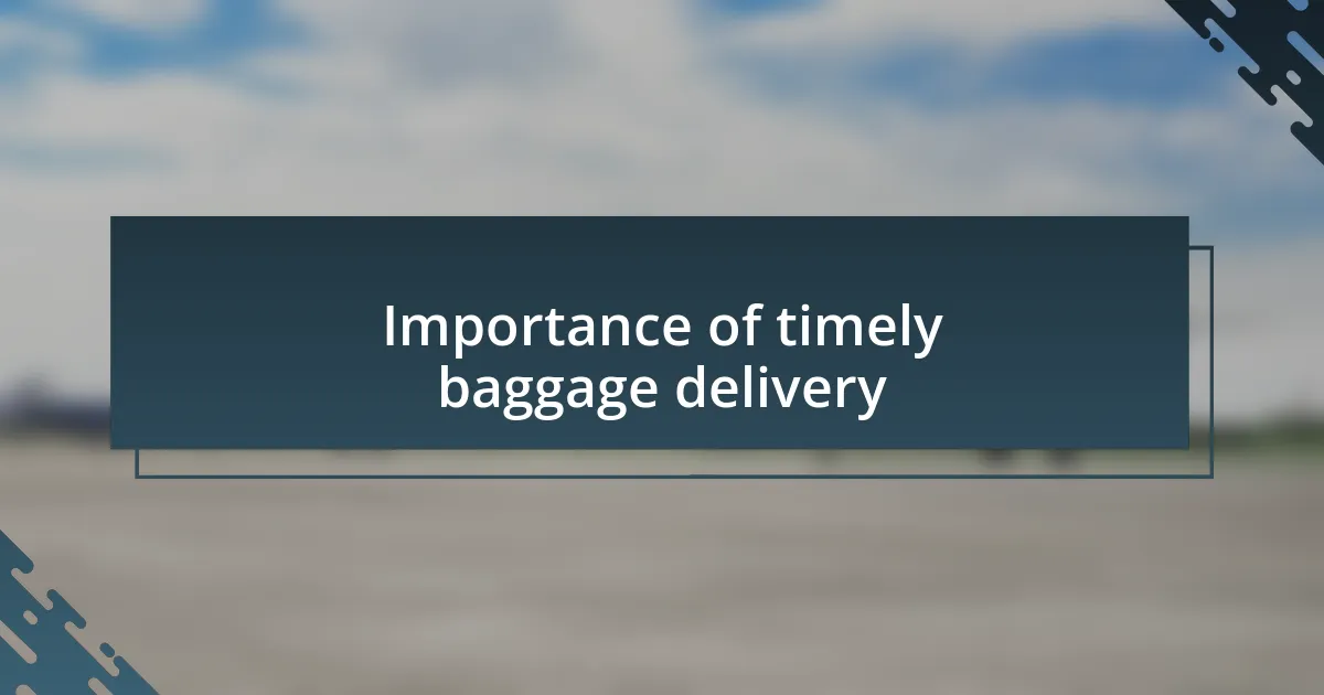 Importance of timely baggage delivery