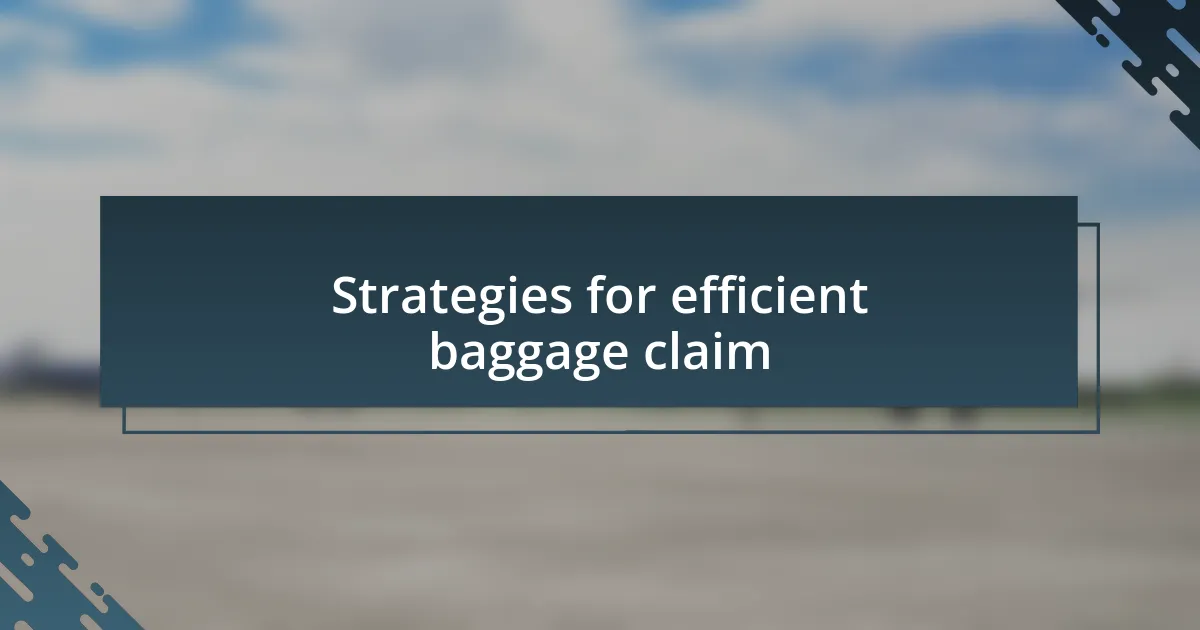 Strategies for efficient baggage claim