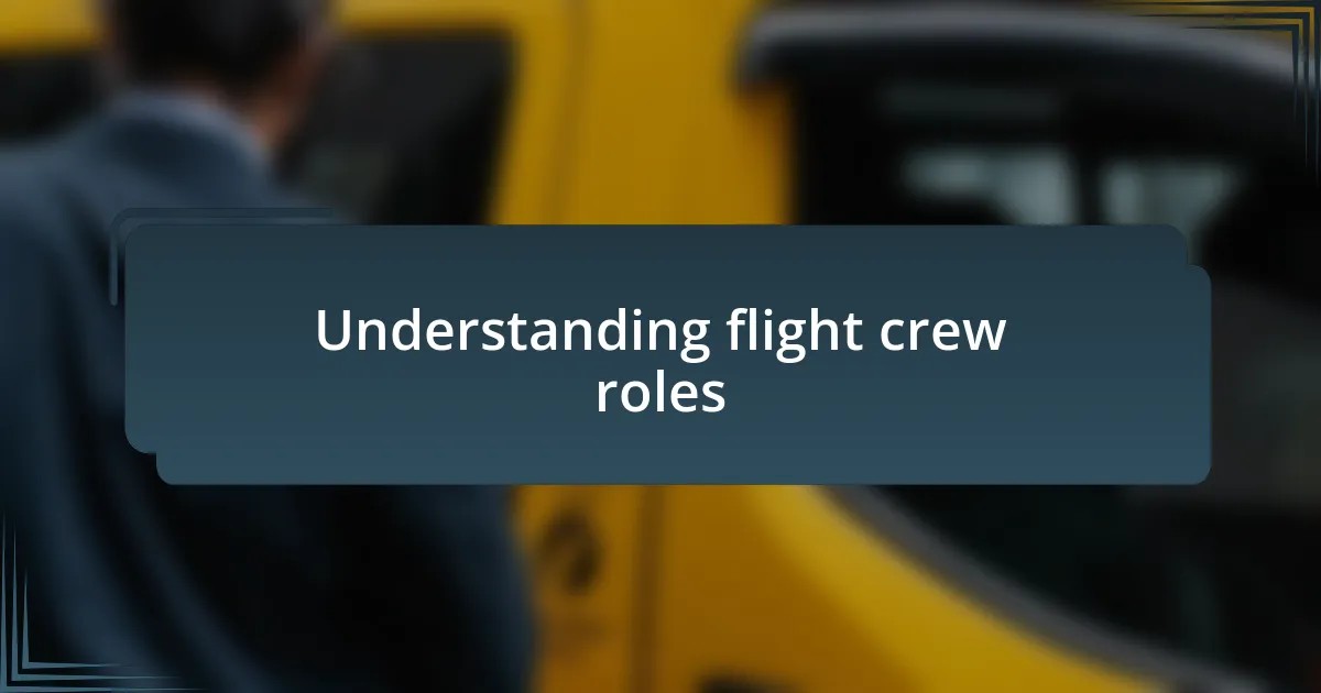 Understanding flight crew roles