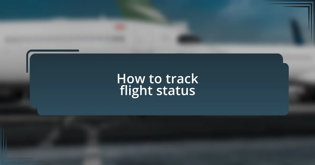 How to track flight status