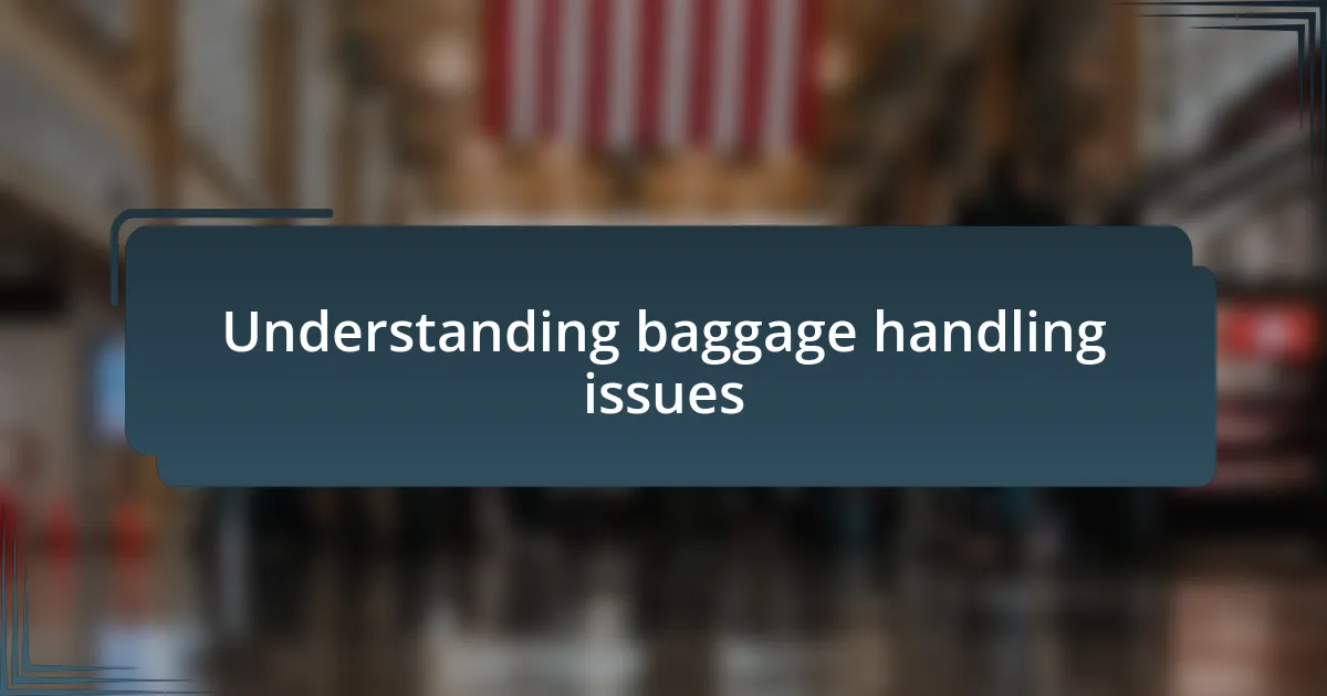 Understanding baggage handling issues