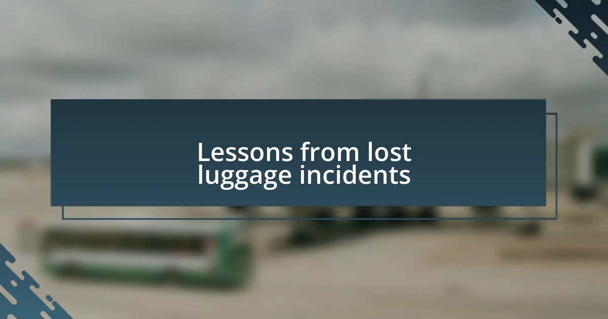 Lessons from lost luggage incidents