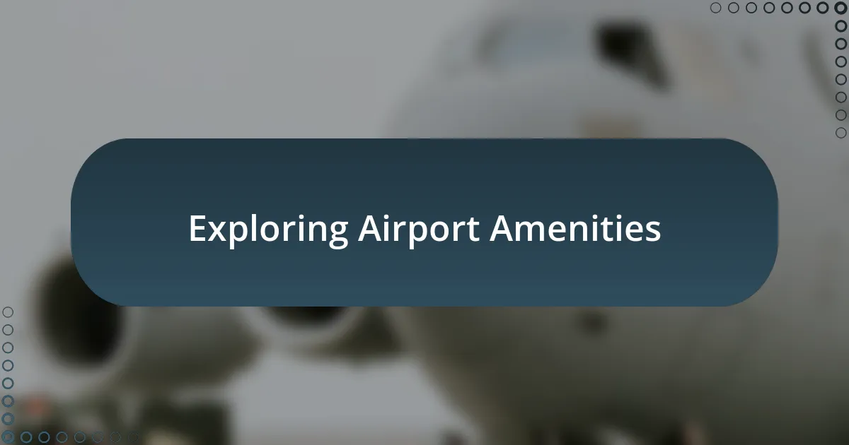 Exploring Airport Amenities