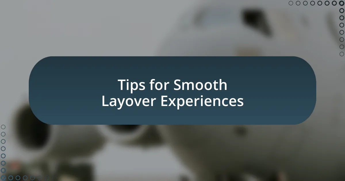 Tips for Smooth Layover Experiences