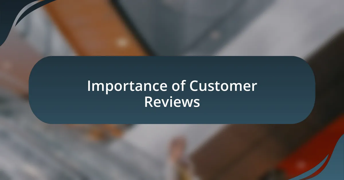 Importance of Customer Reviews