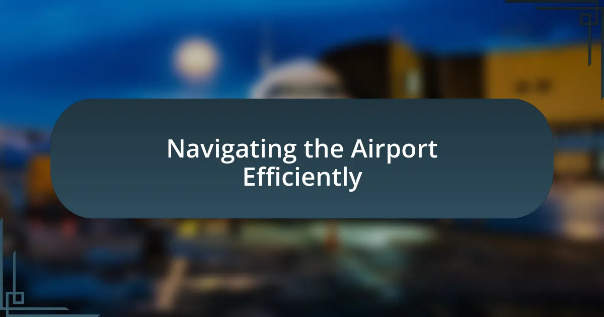 Navigating the Airport Efficiently